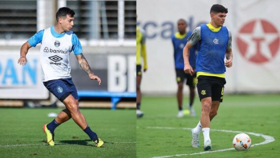 Jogadores em treino (foto: Divulgação / @lucasuebel | Grêmio FBPA - Gilvan de Souza /CRF)