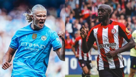 Jogadores das equipes (foto: Divulgação / Manchester City e Brentford )