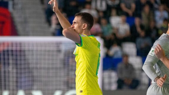 Marcel, ala do Brasil e artilheiro da Copa do Mundo de Futsal (foto: Leto Ribas/CBF)