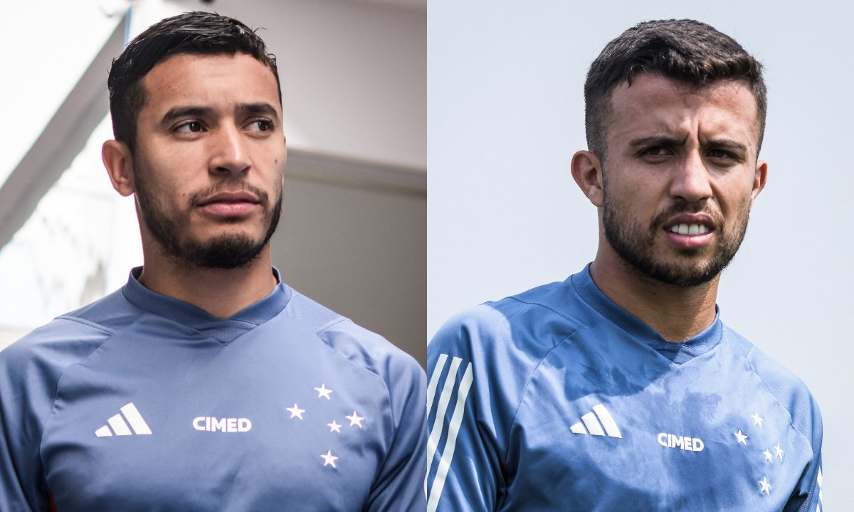 William e Matheus Henrique em treino do Cruzeiro (foto: Gustavo Aleixo/Cruzeiro)