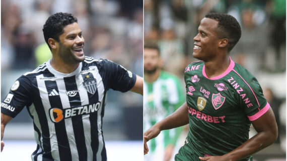 Hulk, atacante do Atlético, e Jhon Arias, meio-campista do Fluminense (foto: Gladyston Rodrigues/EM/D.A Press)