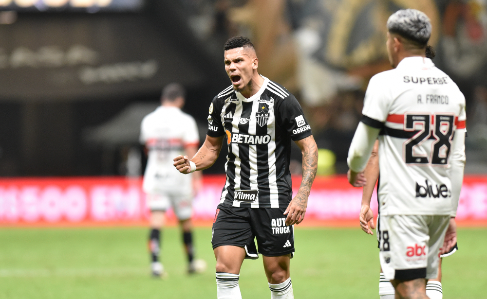 Paulinho comemora gol pelo Atlético diante do São Paulo na Arena MRV - (foto: Ramon Lisboa/EM/D.A Press)