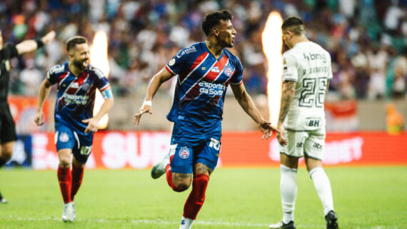 Lucho Rodríguez comemora gol pelo Bahia diante do Atlético (foto: Letícia Martins/EC Bahia)