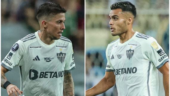 Bernard e Fausto Vera foram titulares do Atlético contra o Fluminense (foto: Pedro Souza/Atlético)