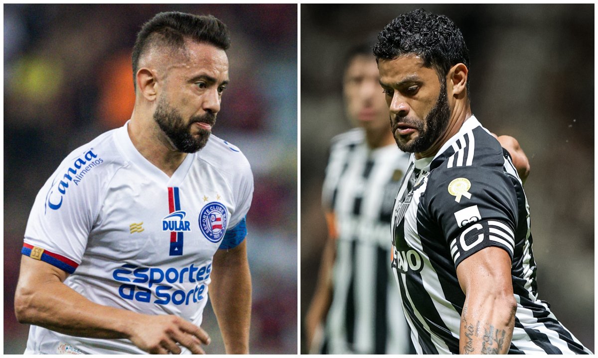 Everton Ribeiro, do Bahia, e Hulk, do Atlético (foto: Rafael Rodrigues/Bahia)