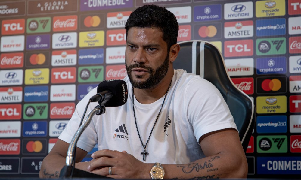 Hulk em entrevista coletiva pelo Atlético (foto: Pedro Souza/Atlético)
