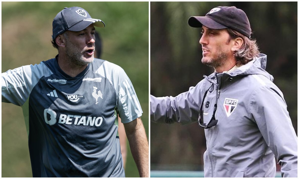 Milito e Zubeldía volam a medir forças em Atlético x São Paulo (foto: Pedro Souza/Atlético e Fellipe Lucena / saopaulofc)