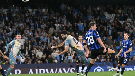 City e Inter de Milão empataram por 0 a 0 (foto: Oli SCARFF / AFP)