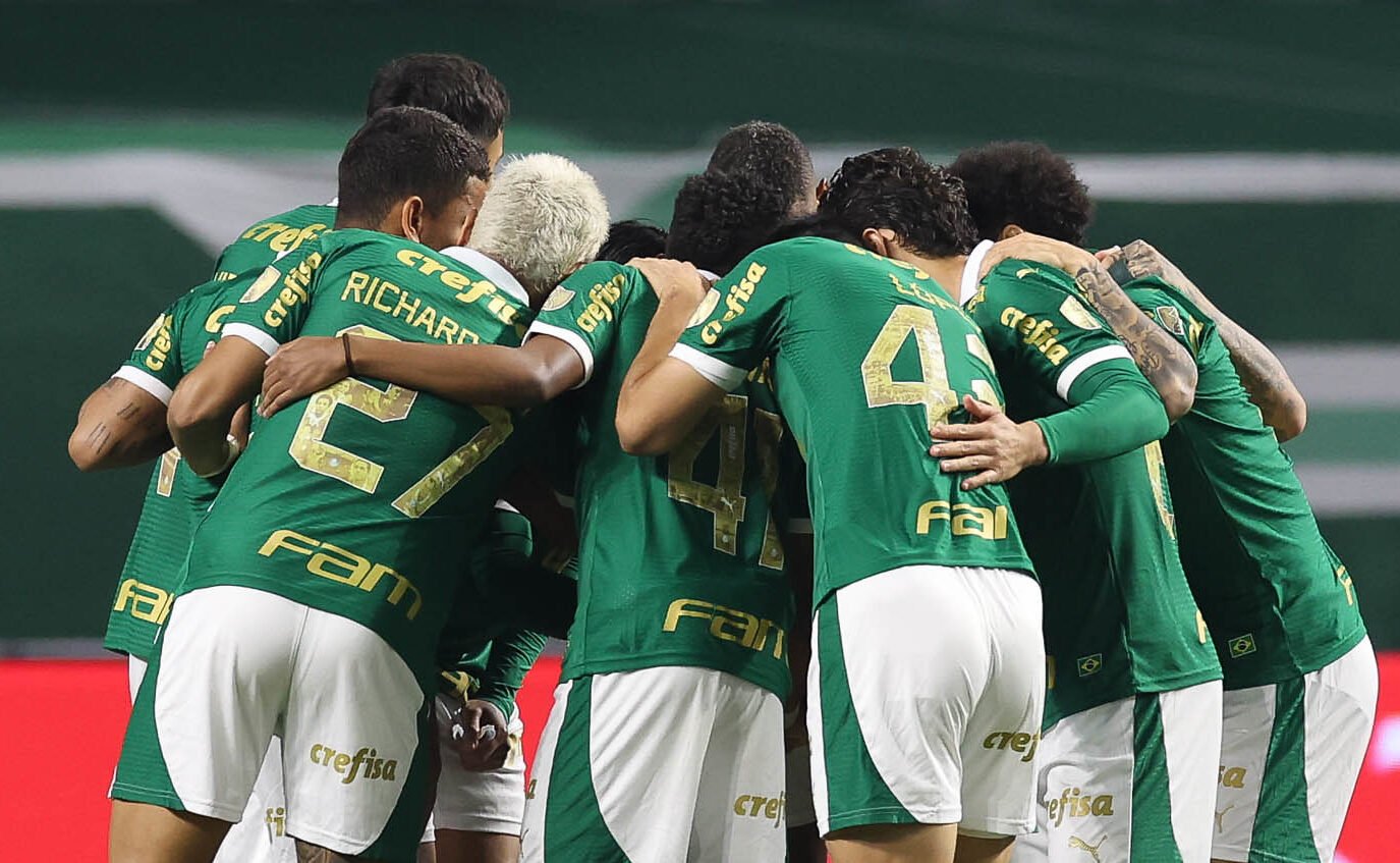 Jogadores do Palmeiras juntos (foto: Cesar Greco/Palmeiras)