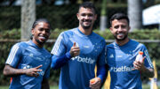 Wesley Gasolina, Zé Ivaldo e Matheus Henrique em treino do Cruzeiro (foto: Gustavo Aleixo/Cruzeiro)