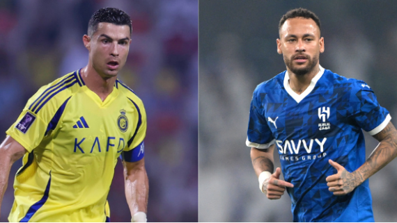 Cristiano Ronaldo, do Al-Nassr, e Neymar, do Al-Hilal (foto: Al-Nassr e AFP)