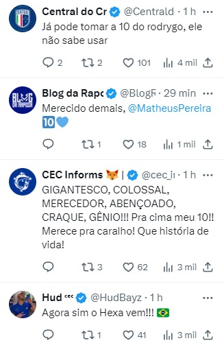 Torcedores do Cruzeiro reagem à convocação de Matheus Pereira