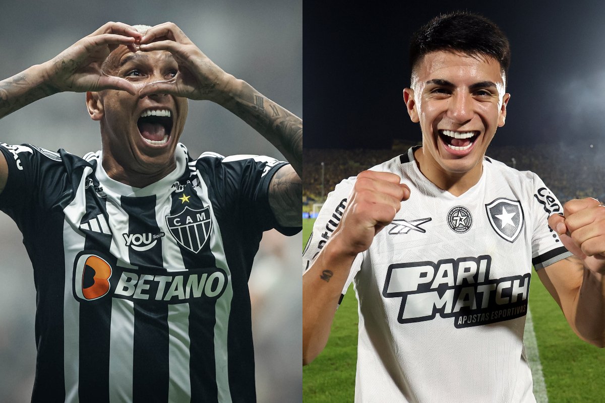 Jogadores de Atlético e Botafogo (foto: Pedro Souza/Atlético e Vitor Silva/Botafogo)