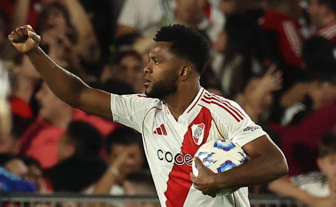 Miguel Borja, atacante ex-Palmeiras e hoje no River Plate (foto: Alejandro Pagni/AFP)