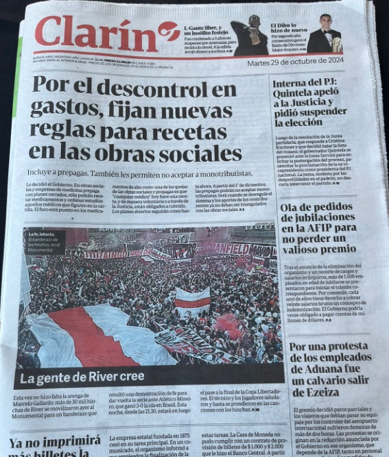 Clarín destaca - (foto: Lucas Bretas/No Ataque)