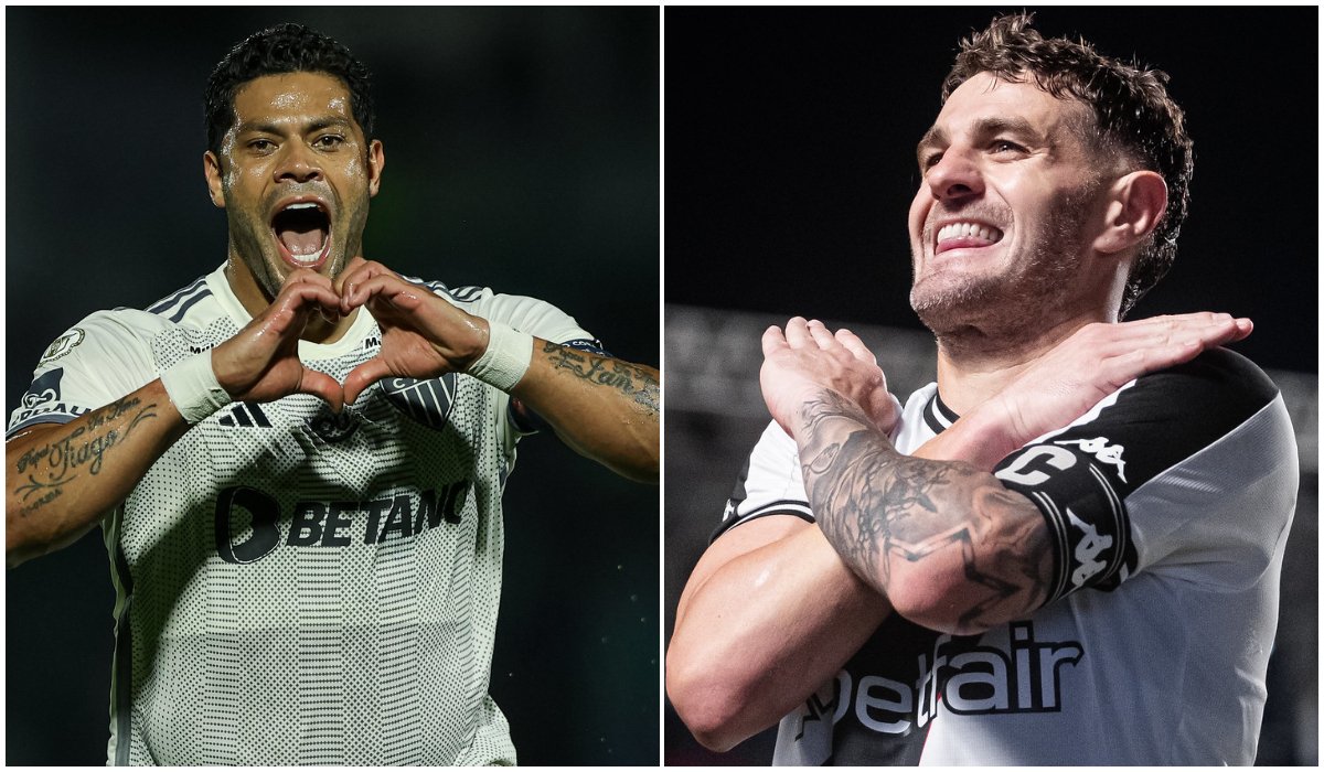 Hulk e Vegetti são os artilheiros de Atlético e Vasco na temporada (foto: Pedro Souza/Atlético e Matheus Lima/Vasco)
