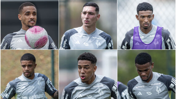 Jovens do Atlético que podem receber chance diante do Fortaleza (foto: Montagem com imagens de Pedro Souza/Atlético)