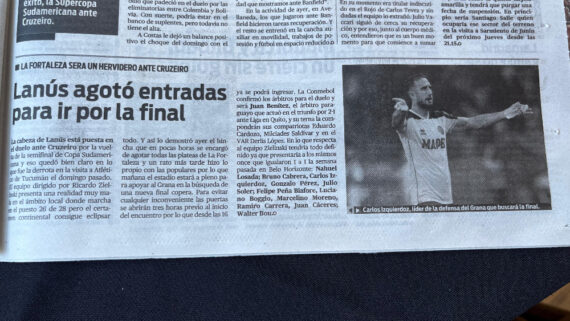 Diario Popular aborda confronto entre Lanús e Cruzeiro pela Copa Sul-Americana (foto: Lucas Bretas/No Ataque)