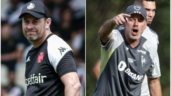 Rafael Paiva e Gabriel Milito, técnicos de Vasco e Atlético (foto: Matheus Lima/Vasco e  Pedro Souza/Atlético)