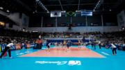 Jogadoras de vôlei do Minas e do Brusque na Arena UniBH, em Belo Horizonte (foto: Hedgard Moraes/Minas Tênis Clube)