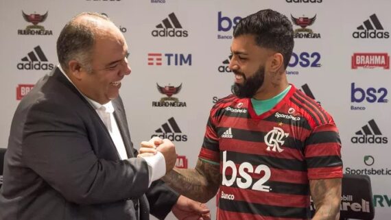 Marcos Braz, vice-presidente de futebol do Flamengo, e Gabigol (foto: Alexandre Vidal/Flamengo)