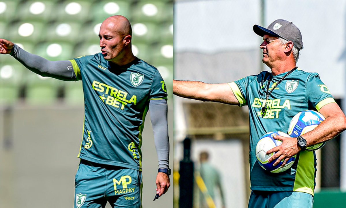 Cauan de Almeida e Lisca no América (foto: Mourão Panda/América)