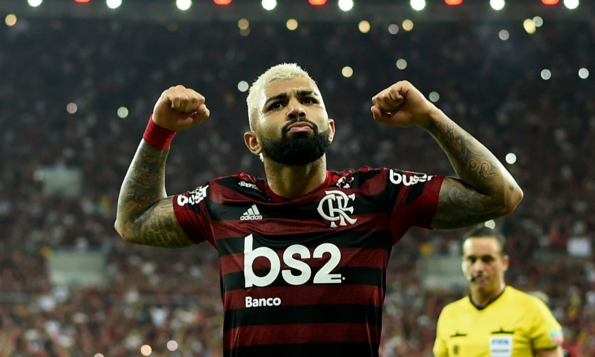 Gabigol comemora gol pelo Flamengo - (foto: Mauro Pimentel/AFP)