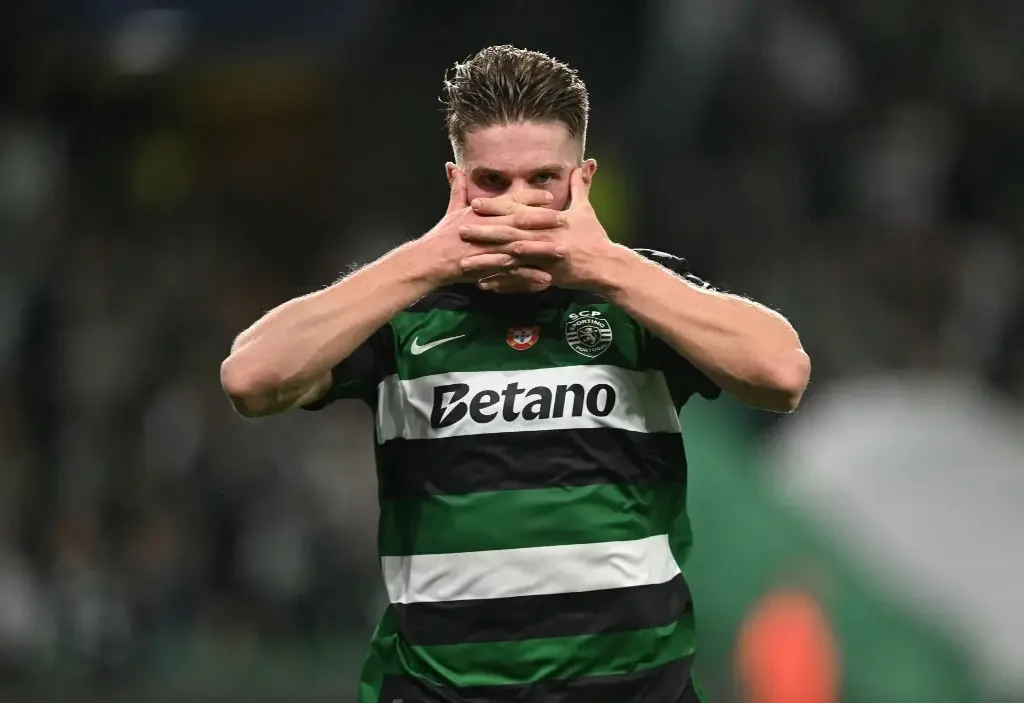 Gyökeres marcou três gols pelo Sporting contra o City (foto: PATRICIA DE MELO MOREIRA/AFP)