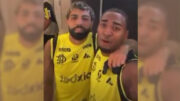 Gabigol e Lorran abraçados (foto: Reprodução de vídeo)