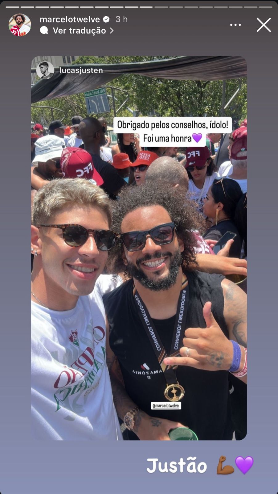 Publicação de despedida para Marcelo