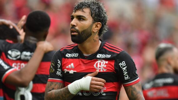 Gabigol fez dois gols pelo Flamengo contra o Atlético (foto: Alexandre Guzanshe/EM D.A Press)