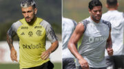 Arrascaeta (Flamengo) e Hulk (Atlético) estarão em campo (foto: Marcelo Cortes/Flamengo e Daniela Veiga/Atlético)