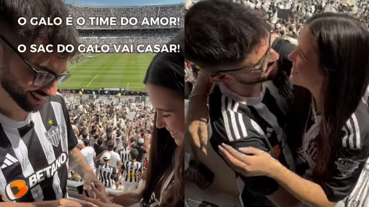 Torcedora do Atlético pedida em casamento no Monumental de Nuñez (foto: Reprodução)