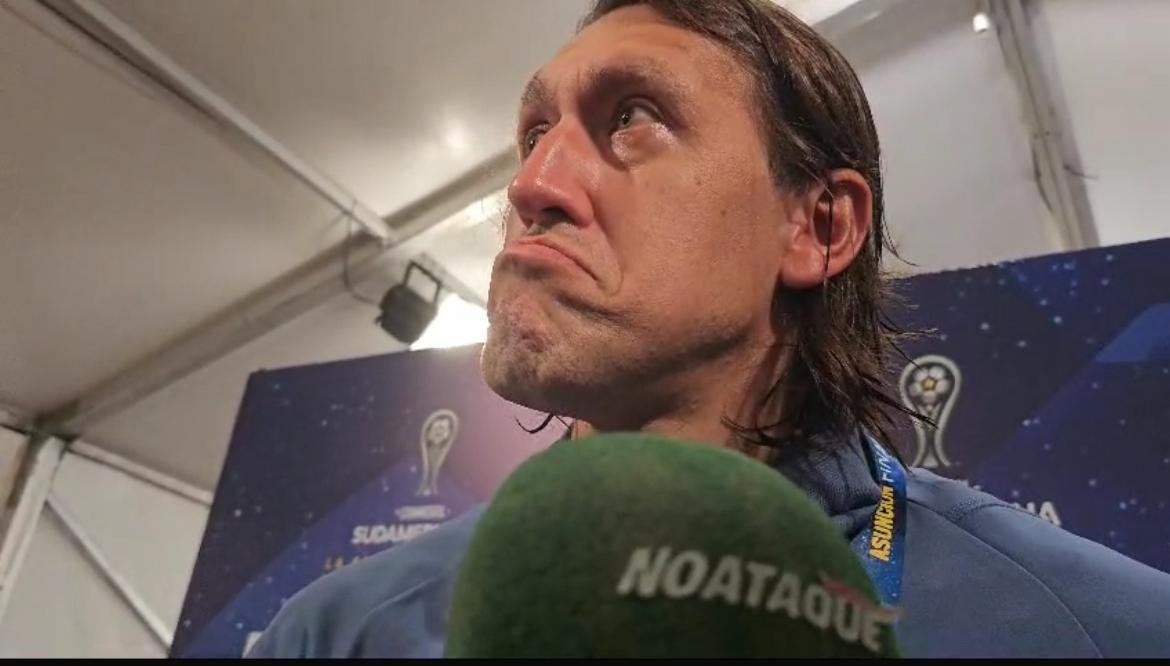 Cássio durante entrevista após derrota do Cruzeiro na Sul-Americana (foto: João Victor Pena/No Ataque)