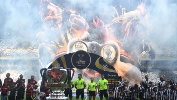 Mosaico da torcida do Atlético antes da final da Copa do Brasil contra o Flamengo (foto: Alexandre Guzanshe/EM/D.A Press)