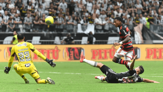 Bruno Henrique marcando gol no Atlético na final da Copa do Brasil (foto: Leandro Couri/EM/D.A Press)