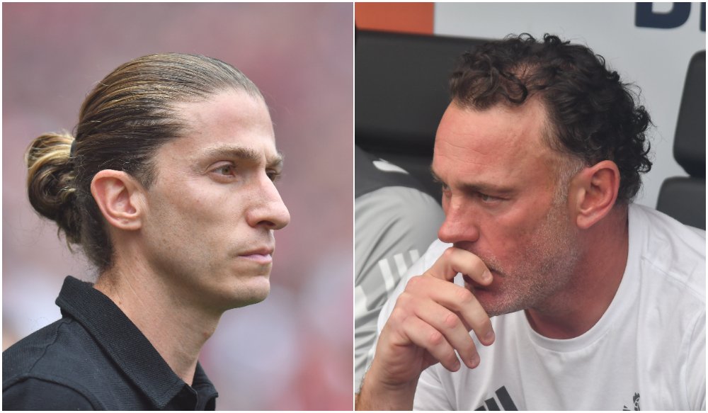 Filipe Luís e Milito, técnicos de Flamengo e Atlético, respectivamente (foto: Montagem com imagens de Alexandre Guzanshe/EM/D.A Press)