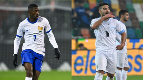 França e Israel se enfrentam na Nations League (foto: NICOLAS TUCAT e TIZIANA FABI/AFP)