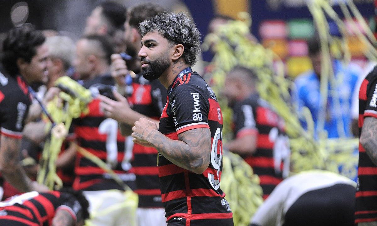 Gabigol celebra título do Flamengo na Copa do Brasil (foto: Alexandre Guzanshe/EM/D.A Press)