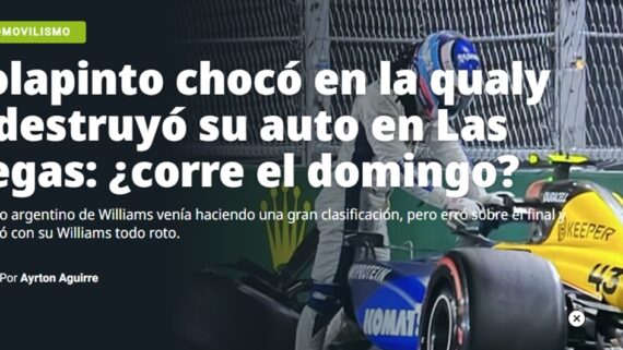 Acidente de Colapinto na F1 é destaque na imprensa argentina (foto: Reprodução/Diário Olé)