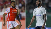 Jogador de futebol Wesley com as camisas de Internacional e Cruzeiro (foto: AFP PHOTO e Divulgação/Cruzeiro)