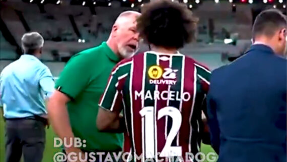 Mano Menezes e Marcelo discutem à beira de campo (foto: Reprodução/SporTV/Gustavo Machado)