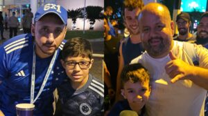 Pais e filhos viajaram para Assunção ver o Cruzeiro na final da Sul-Americana - Crédito: 