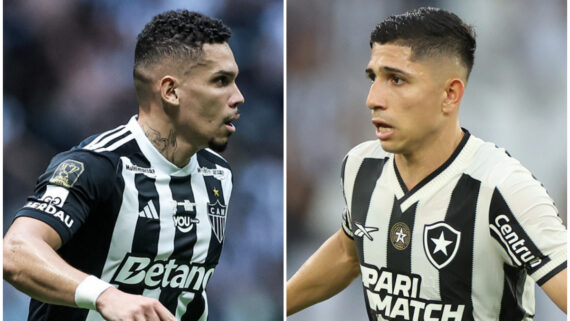 Paulinho e Savarino, atacantes de Atlético e Botafogo (foto: Pedro Souza/Atlético Vitor Silva/Botafogo)