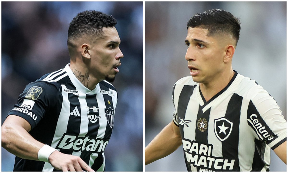 Paulinho e Savarino, atacantes de Atlético e Botafogo (foto: Pedro Souza/Atlético Vitor Silva/Botafogo)
