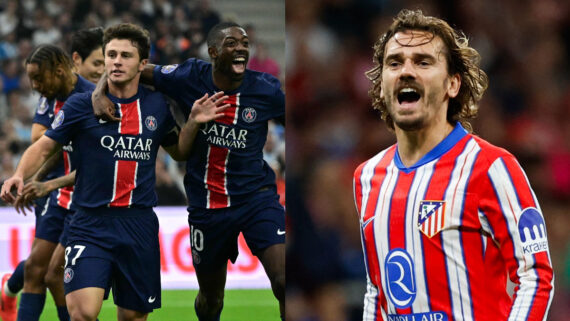 PSG e Atlético de Madrid se enfrentam pela Champions League (foto: MIGUEL MEDINA e OSCAR DEL POZO/AFP)