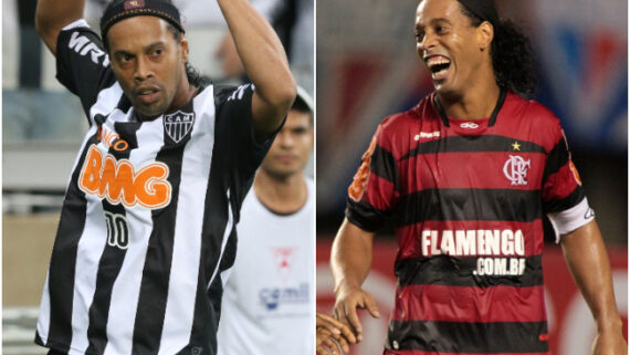 Ronaldinho Gaúcho por Atlético e Flamengo (foto: Rodrigo Clemente/EM/D.A Press e Jarbas Oliveira/VIPCOMM)