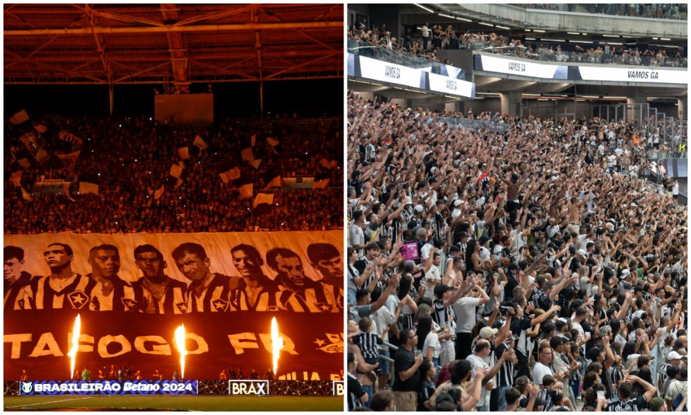 Botafogo e Atlético têm 22 mil ingressos cada para setores exclusivos de cada torcida (foto: Vitor Silva/Botafogo e Daniela Veiga / Atlético)