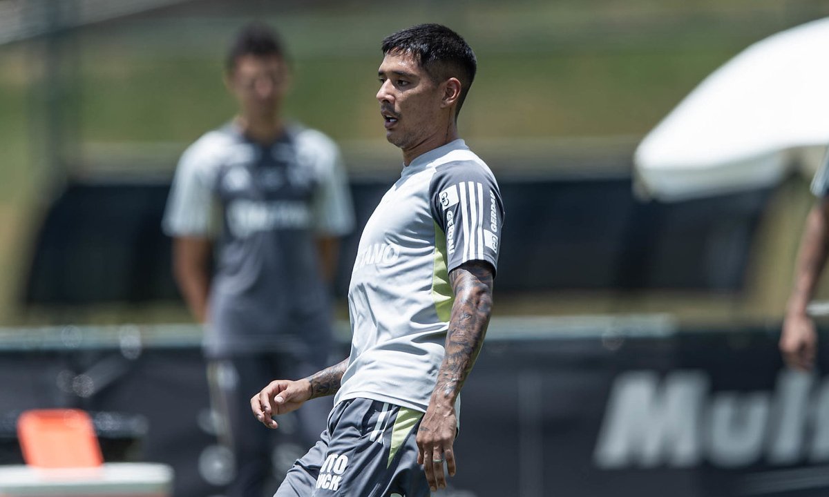 Zaracho em treino do Atlético na Cidade do Galo (foto: Pedro Souza/Atlético)
