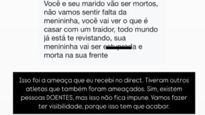 Ameaça recebida por Cintia Kobayashi, esposa do ponteiro Guilherme Emina, do Bauru - Crédito: 